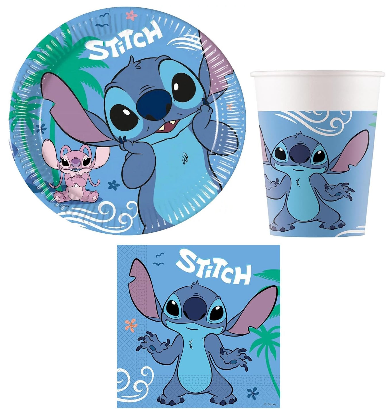 Stitch - 52-teiliges Party Geschirrset mit kleinen Teller